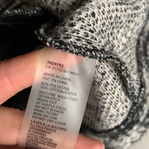 DeX knit sweater jacket black white zipper cardigan casual career size Small - Picture 7 of 8